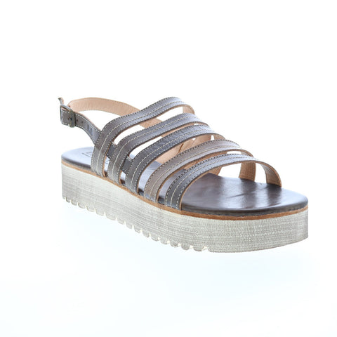 BedStu Ensley F395014 Womens Gray Leather Platform Sandals Shoes