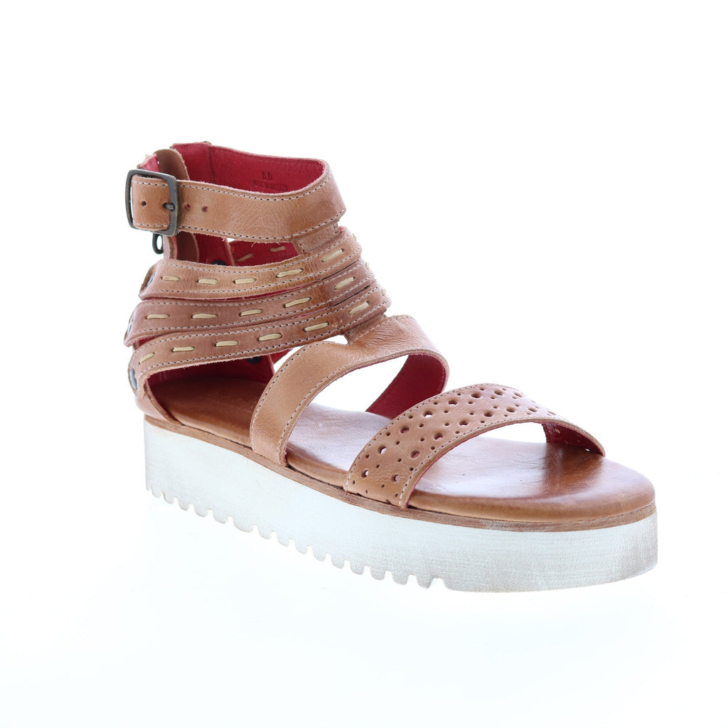 Bed Stu Artemia F395015 Womens Brown Leather Platform Sandals Shoes
