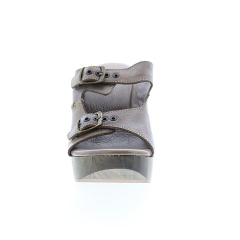 BedStu Desiree F399007 Womens Gray Leather Hook & Loop Wedges Sandals Shoes