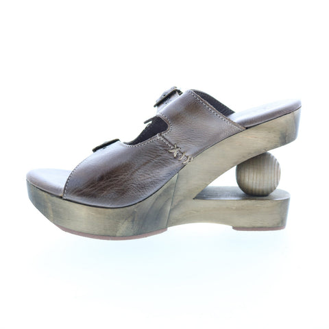 BedStu Desiree F399007 Womens Gray Leather Hook & Loop Wedges Sandals Shoes