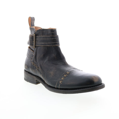 BedStu Gruto F473006 Mens Black Leather Hook & Loop Casual Dress Boots