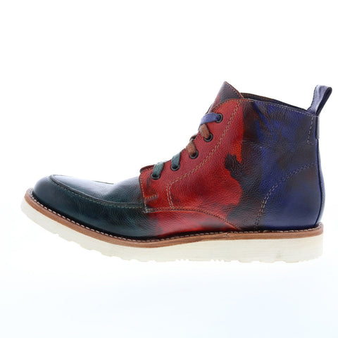 BedStu Lincoln F479013 Mens Blue Leather Lace Up Casual Dress Boots