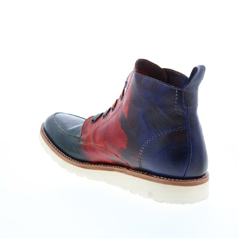 BedStu Lincoln F479013 Mens Blue Leather Lace Up Casual Dress Boots