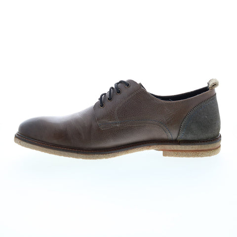 Roan Braylen F800042 Mens Gray Leather Oxfords & Lace Ups Plain Toe Shoes