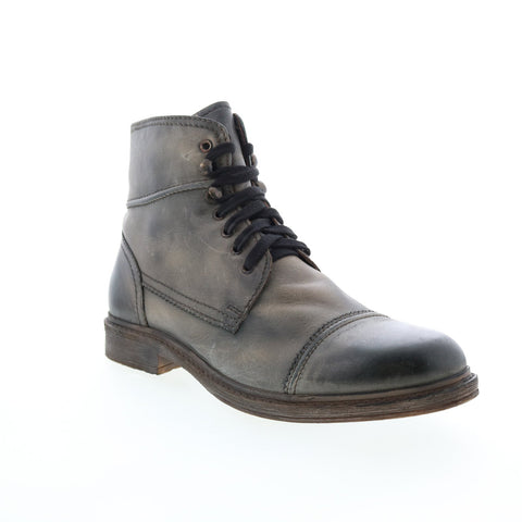 Roan Trey F804024 Mens Gray Leather Lace Up Casual Dress Boots