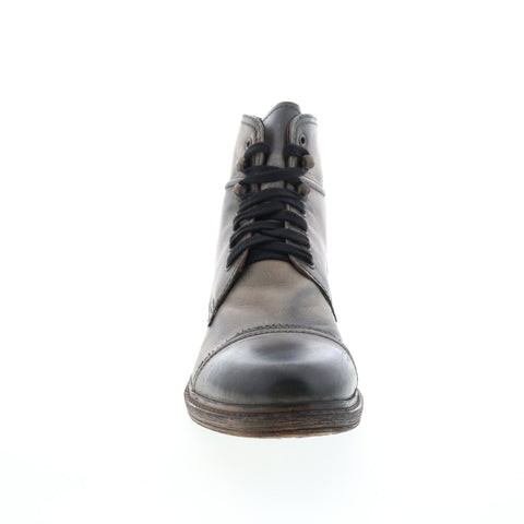 Roan Trey F804024 Mens Gray Leather Lace Up Casual Dress Boots