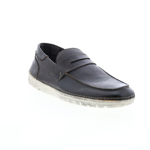 Roan Faulkner F804084 Mens Black Leather Loafers & Slip Ons Penny Shoes