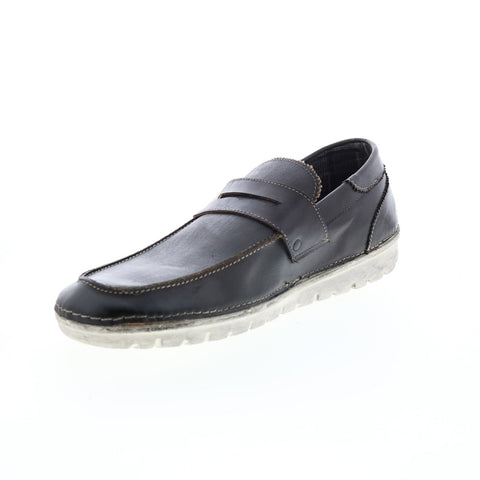Roan Faulkner F804084 Mens Black Leather Loafers & Slip Ons Penny Shoes