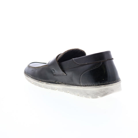 Roan Faulkner F804084 Mens Black Leather Loafers & Slip Ons Penny Shoes