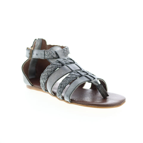 Roan Kaliope F850001 Womens Gray Leather Zipper Strap Sandals Shoes