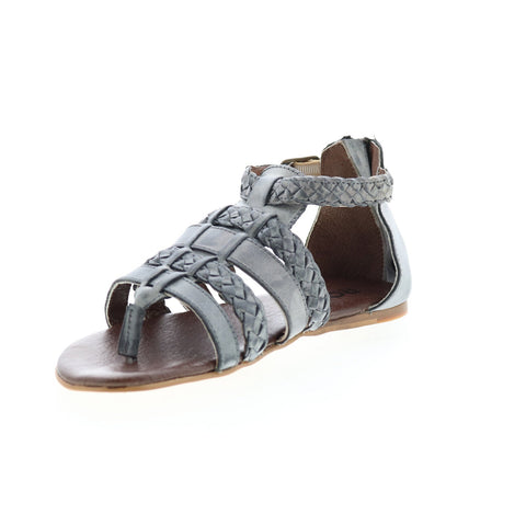 Roan Kaliope F850001 Womens Gray Leather Zipper Strap Sandals Shoes