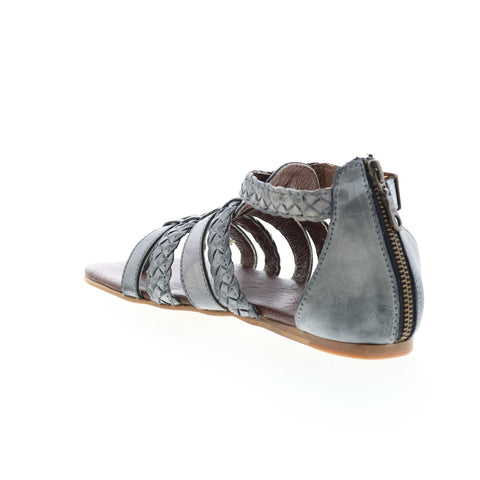 Roan Kaliope F850001 Womens Gray Leather Zipper Strap Sandals Shoes