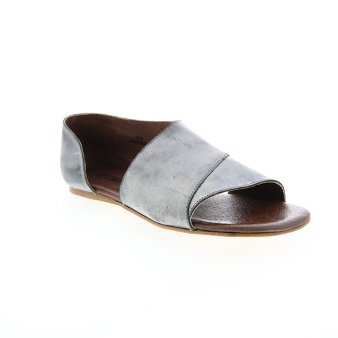 Roan Irie F850006 Womens Gray Leather Slip On Slides Flats Shoes