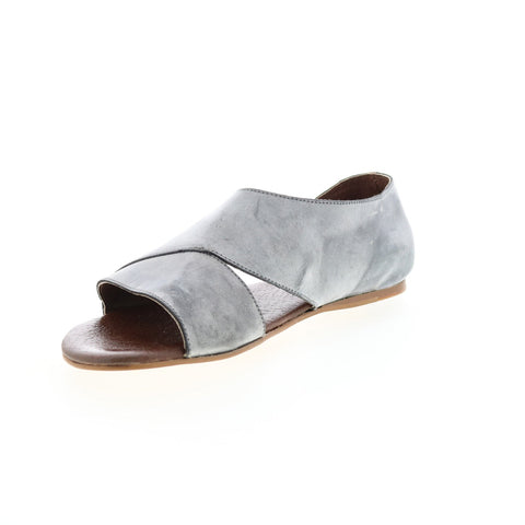 Roan Irie F850006 Womens Gray Leather Slip On Slides Flats Shoes