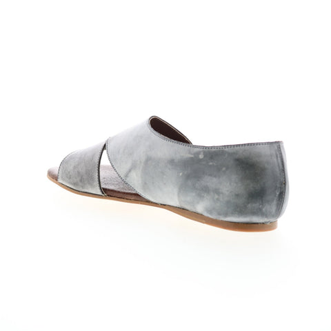 Roan Irie F850006 Womens Gray Leather Slip On Slides Flats Shoes