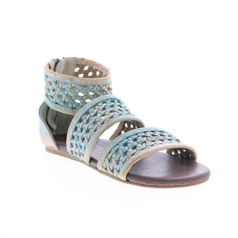 Roan Clio F850010 Womens Blue Leather Zipper Strap Sandals Shoes