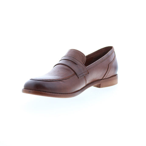 Roan Evie F851017 Womens Brown Leather Loafers & Slip Ons Penny Shoes