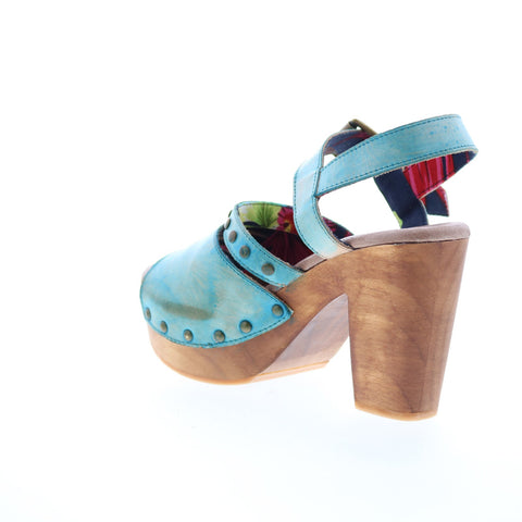 Roan by Bed Stu Hana F853019 Womens Blue Leather Heeled Sandals Shoes