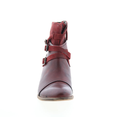Roan Jag F858010 Womens Burgundy Leather Hook & Loop Casual Dress Boots