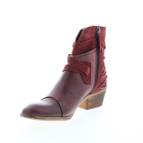 Roan Jag F858010 Womens Burgundy Leather Hook & Loop Casual Dress Boots