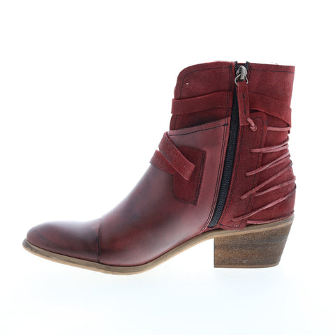 Roan Jag F858010 Womens Burgundy Leather Hook & Loop Casual Dress Boots