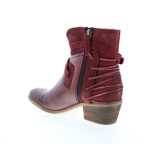 Roan Jag F858010 Womens Burgundy Leather Hook & Loop Casual Dress Boots