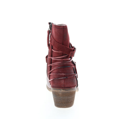 Roan Jag F858010 Womens Burgundy Leather Hook & Loop Casual Dress Boots