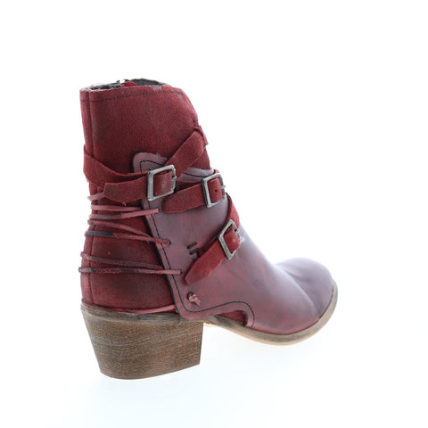 Roan Jag F858010 Womens Burgundy Leather Hook & Loop Casual Dress Boots