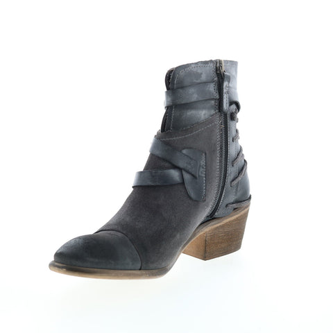 Roan Jag F858010 Womens Black Leather Hook & Loop Casual Dress Boots