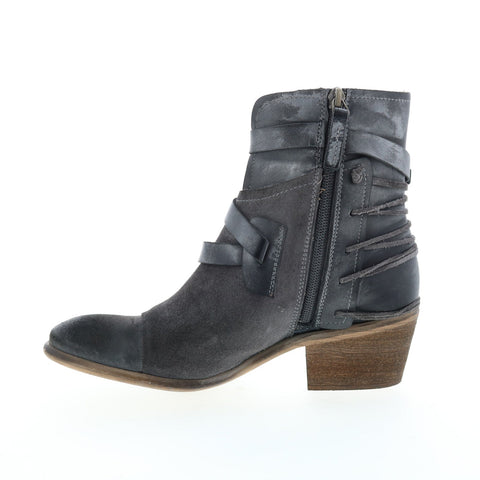 Roan Jag F858010 Womens Black Leather Hook & Loop Casual Dress Boots