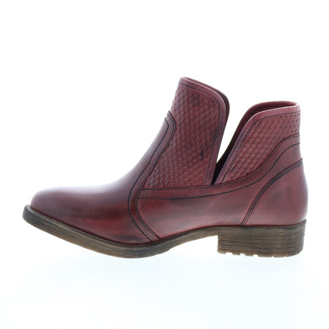 Roan Gossip F858015 Womens Burgundy Leather Slip On Ankle & Booties Boots
