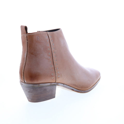 Roan Aggie F858024 Womens Brown Leather Zipper Casual Dress Boots