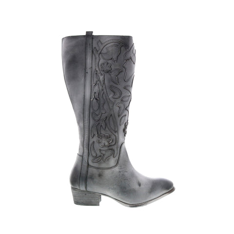 Roan Ellia F858034 Womens Black Leather Zipper Knee High Boots