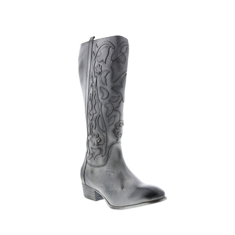 Roan Ellia F858034 Womens Black Leather Zipper Knee High Boots