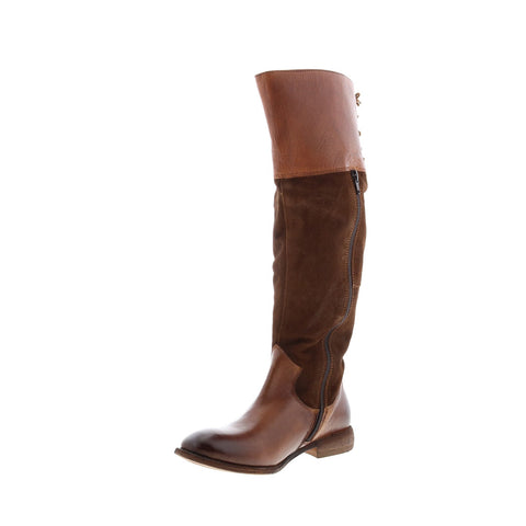 Roan Natty F858037 Womens Brown Leather Lace Up Knee High Boots