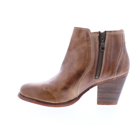 Roan Carola F858042 Womens Brown Leather Zipper Ankle & Booties Boots