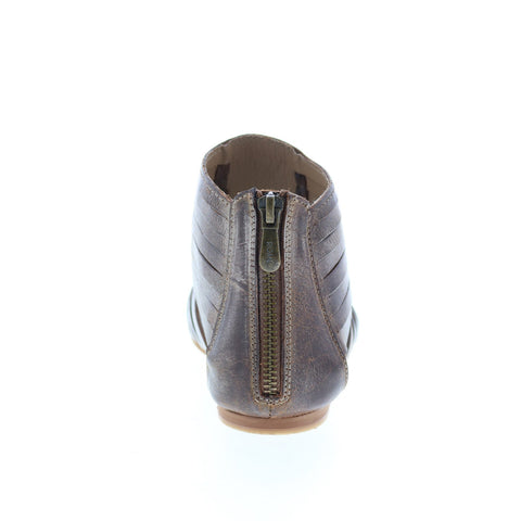 Roan Pearl F990004 Womens Brown Leather Zipper Strap Sandals Shoes