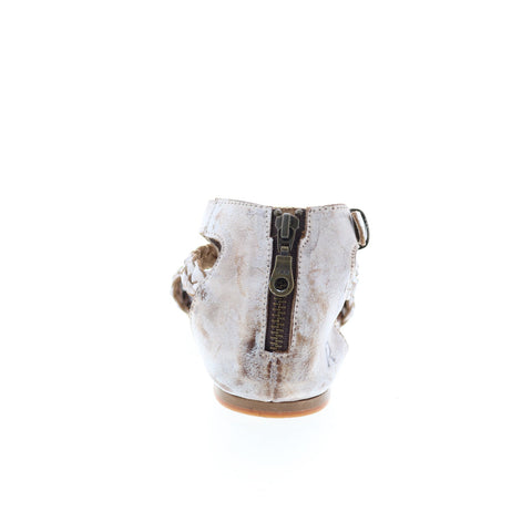 Roan Posey F990005 Womens Beige Leather Hook & Loop Strap Sandals Shoes