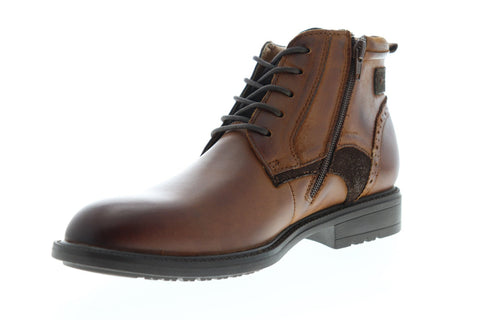 Steve Madden Farron Mens Brown Leather Zipper Casual Dress Boots Shoes
