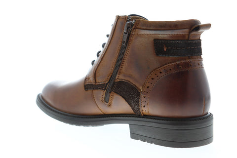 Steve Madden Farron Mens Brown Leather Zipper Casual Dress Boots Shoes
