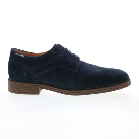 Mobils Ergonomic Flavien Mens Blue Suede Oxfords & Lace Ups Plain Toe Shoes
