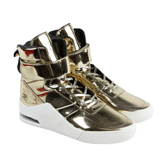 Radii Apex FM1098 Mens Gold Yellow Patent Leather Casual High Top Sneakers Shoes