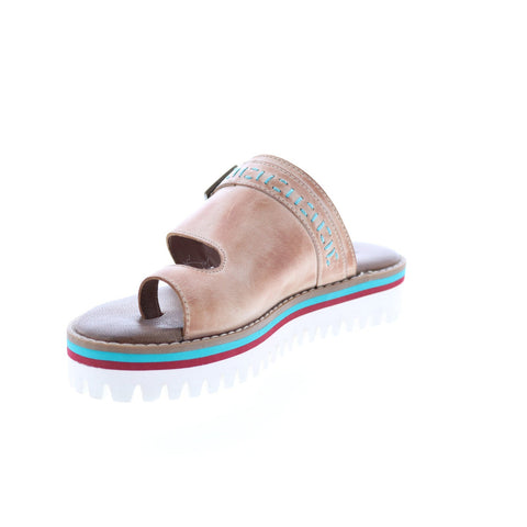 Roan Zuri Hi FR85024 Womens Brown Leather Slip On Platform Sandals Shoes