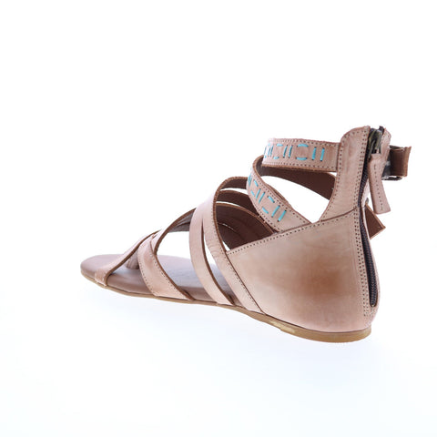 Roan Heaster FR85026 Womens Brown Leather Hook & Loop Strap Sandals Shoes