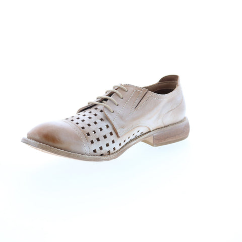 Roan Tilda FR85101 Womens Beige Leather Oxfords & Lace Ups Casual Shoes