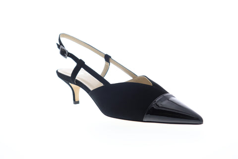 Bruno Magli Fran Womens Black Suede Adjustable Strap Pumps Heels Shoes