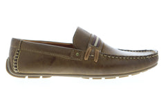 Steve Madden Gander Mens Brown Leather Slip On Moccasin Loafers Shoes