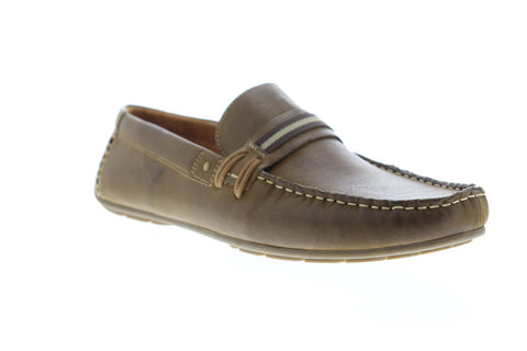 Steve Madden Gander Mens Brown Leather Casual Slip On Loafers Shoes