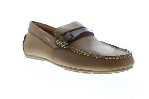 Steve Madden Garter Mens Brown Leather Casual Slip On Loafers Shoes