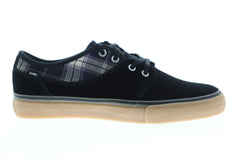 Globe Mahalo GBMAHALO Mens Black Suede Plaid Low Top Skate Sneakers Shoes
